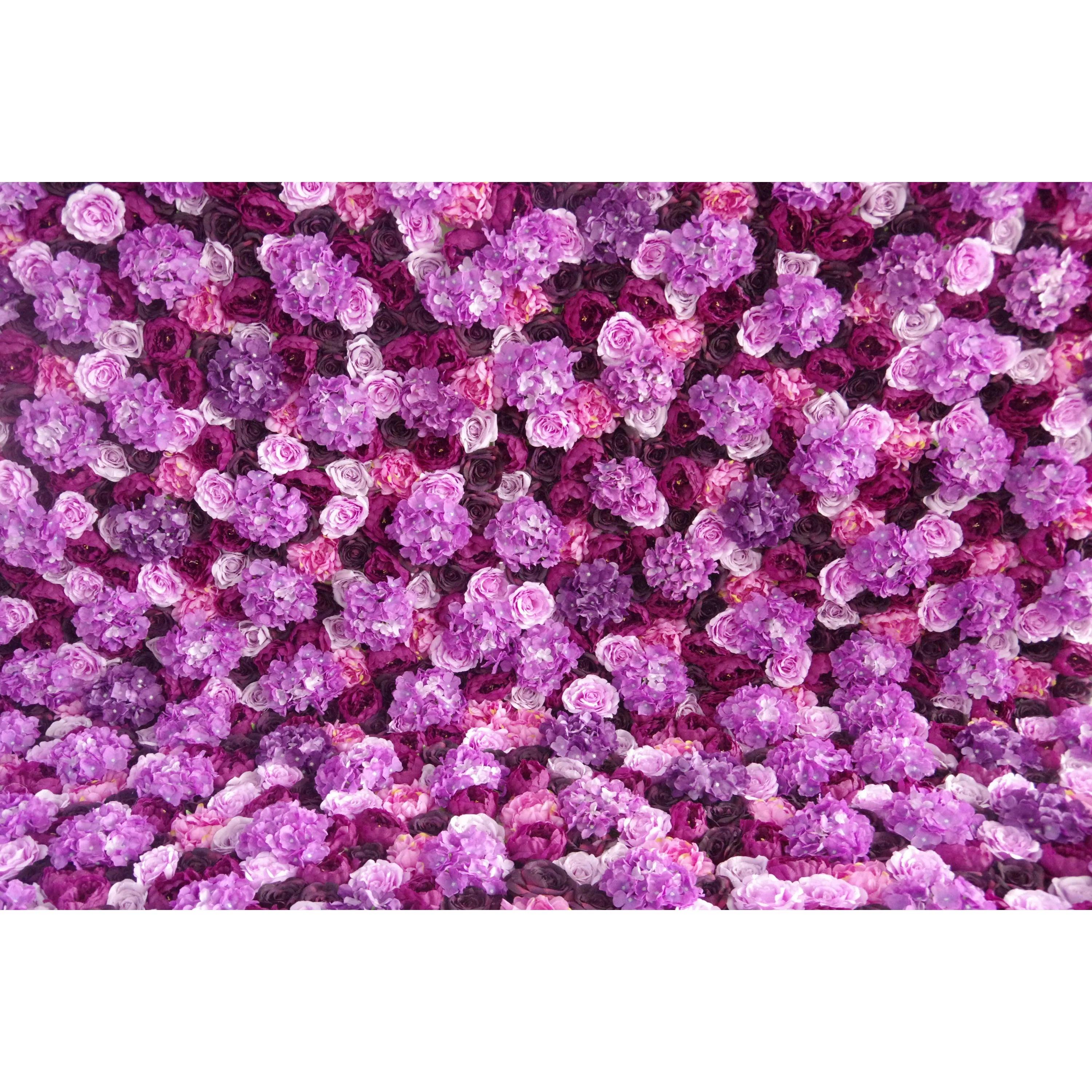 Valar Flowers Roll Up Fabric Artificial Mixed Dusty Lavender and Soft Purple Flower Wall Wedding Backdrop, Floral Party Decor -VF-057