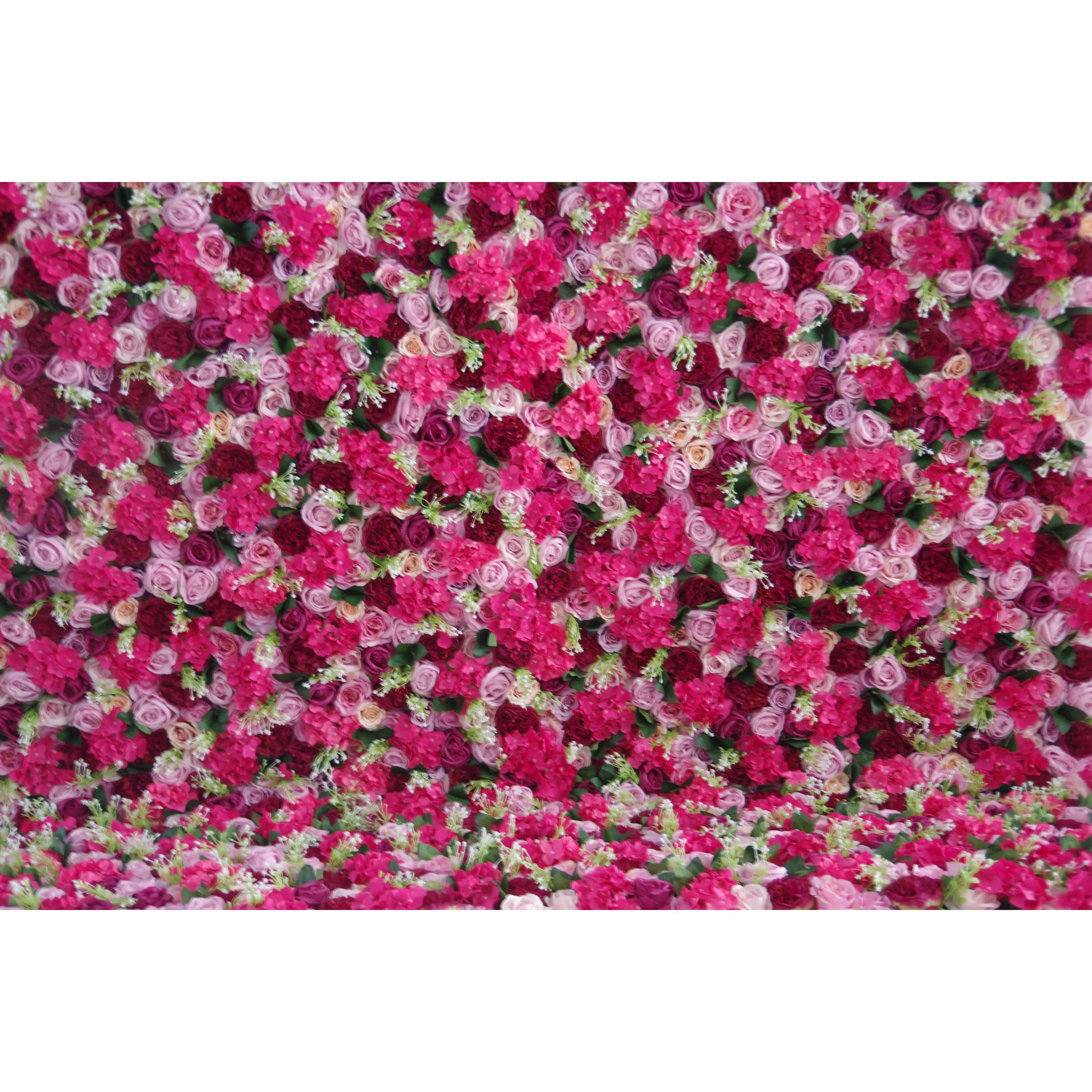 Valar Flowers artificial mixed cerise and dull pink flower wall roll up fabric for weddings and events3