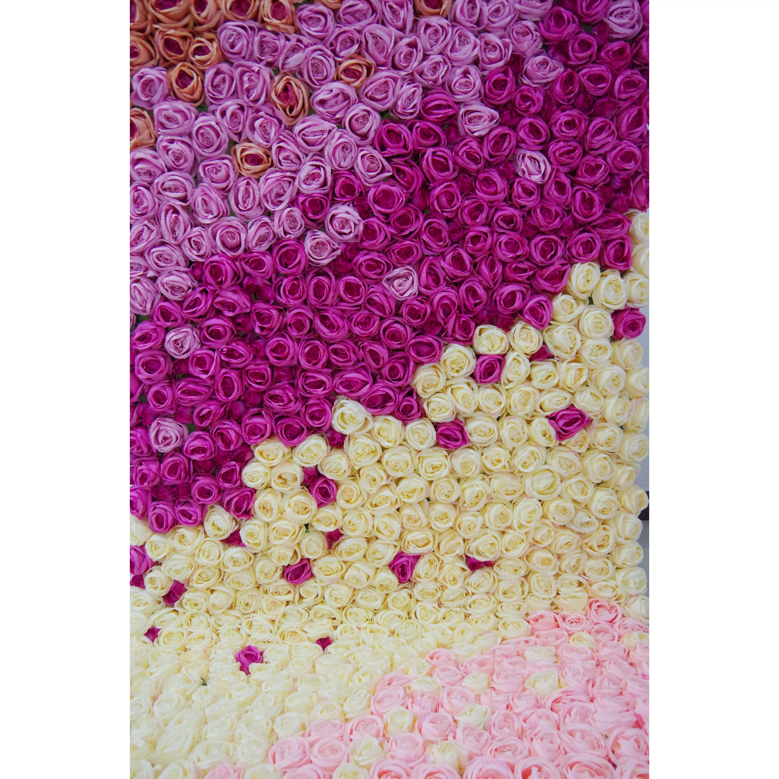 Valar Flowers Roll Up Tissu Artificiel Dégradé Violet à Rose Fleur Mur Toile de Fond de Mariage, Décor de Fête Florale, Photographie d'Événement-VF-064 