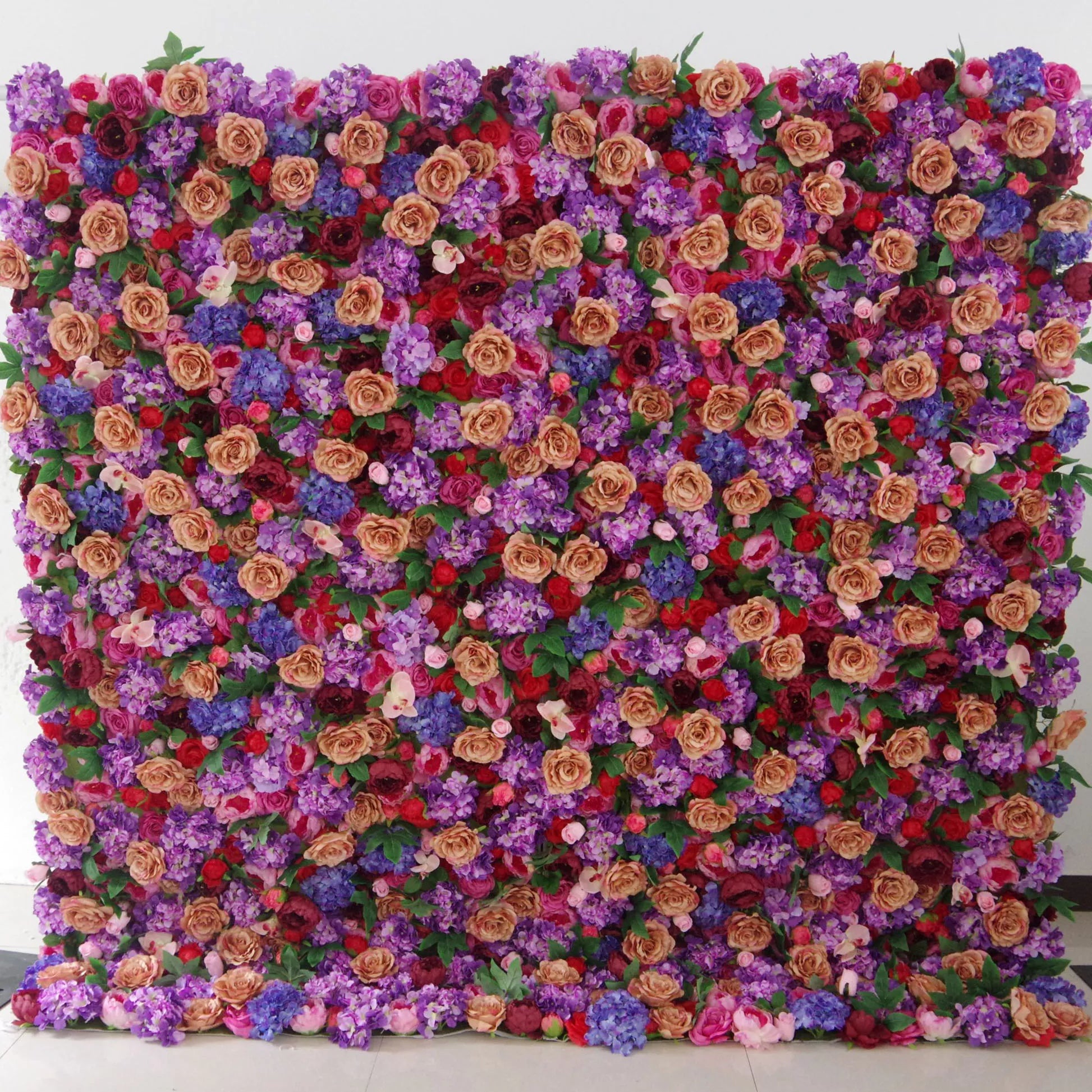 Valar Flowers Roll Up Fabric Artificial Mixed Rose in Pale Purple and Brownish Pink, Dingley Flower Wall Wedding Backdrop, Floral Party Decor, Event Photography-VF-066