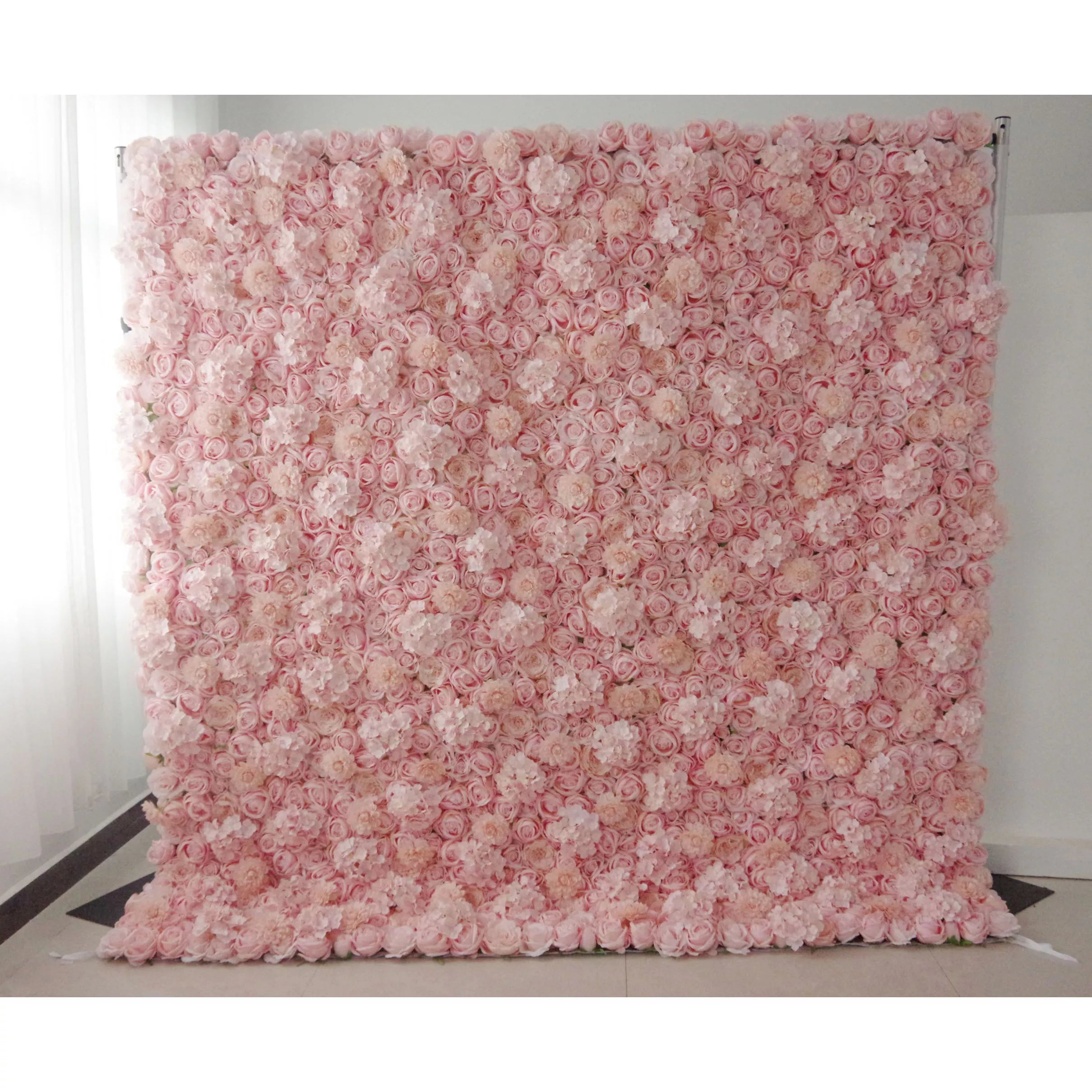 Valar Flowers Roll Up Tissu Artificiel Rosy Brown Floral Wall Toile de fond de mariage, Décor de fête florale, Photographie d’événement-VF-077 