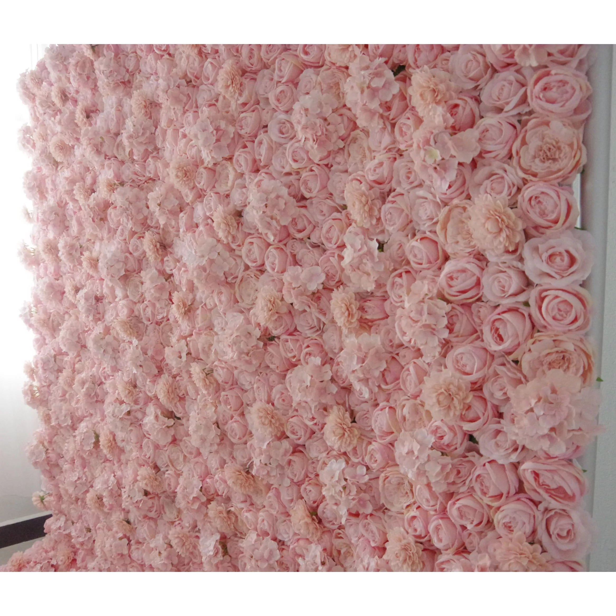 Valar Flowers Roll Up Fabric Artificial Rosy Brown Floral Wall Wedding Backdrop, Floral Party Decor, Event Photography-VF-077