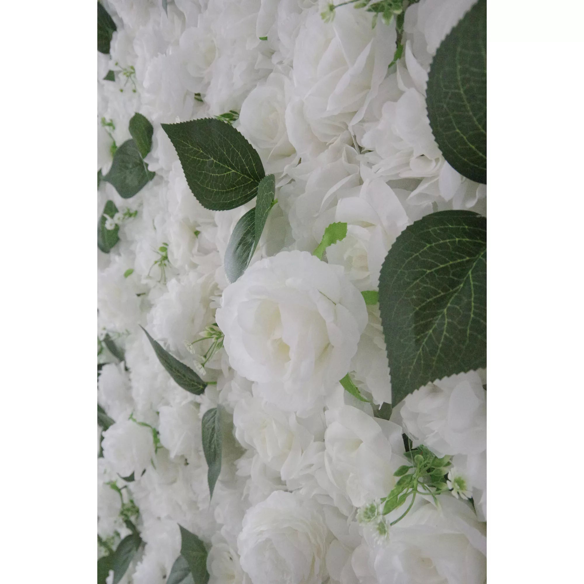 Valar Flowers Roll Up Fabric Artificial White and Green Leaves Wall Wedding Backdrop0