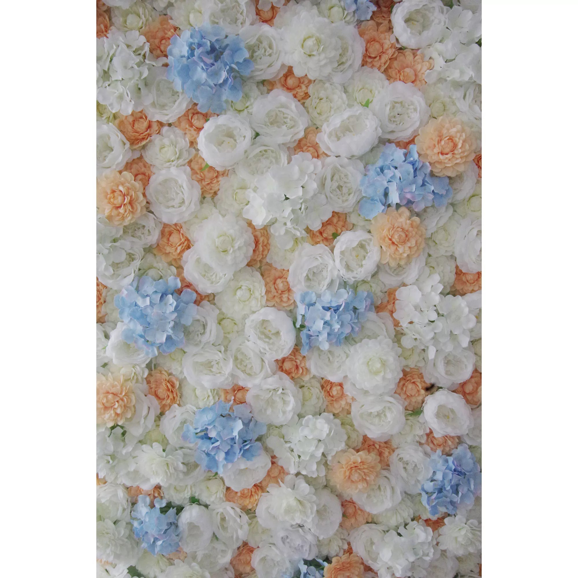 قماش فالار لفافة زهور برتقالية صناعية مختلطة بيضاء وزرقاء للأطفال خلفية جدارية زهور ، ديكور حفلات زهور ، حدث