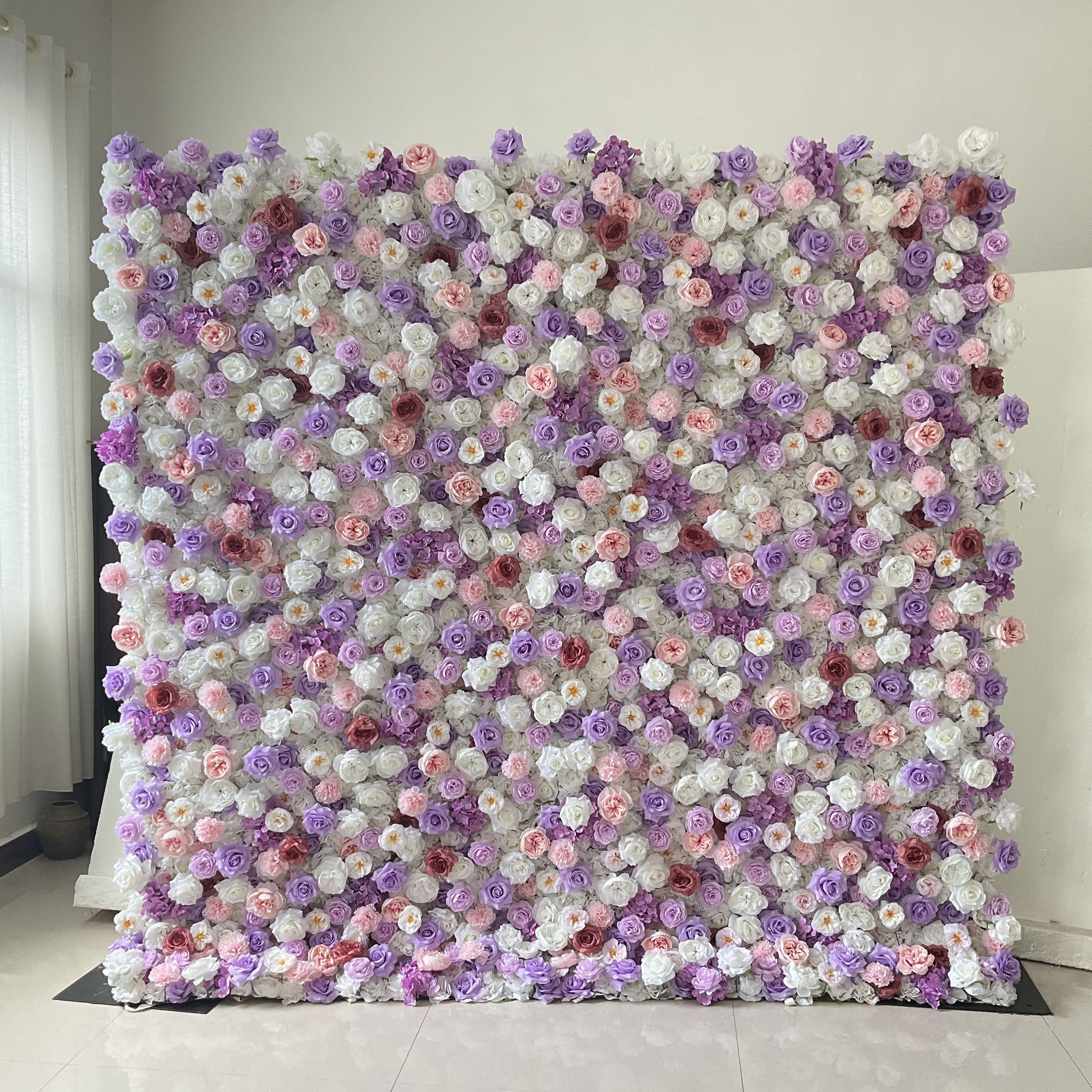 Valar Flowers Roll Up Fabric Artificial Flower Wall Wedding Backdrop, Floral for Weddings & Events - VF-3761