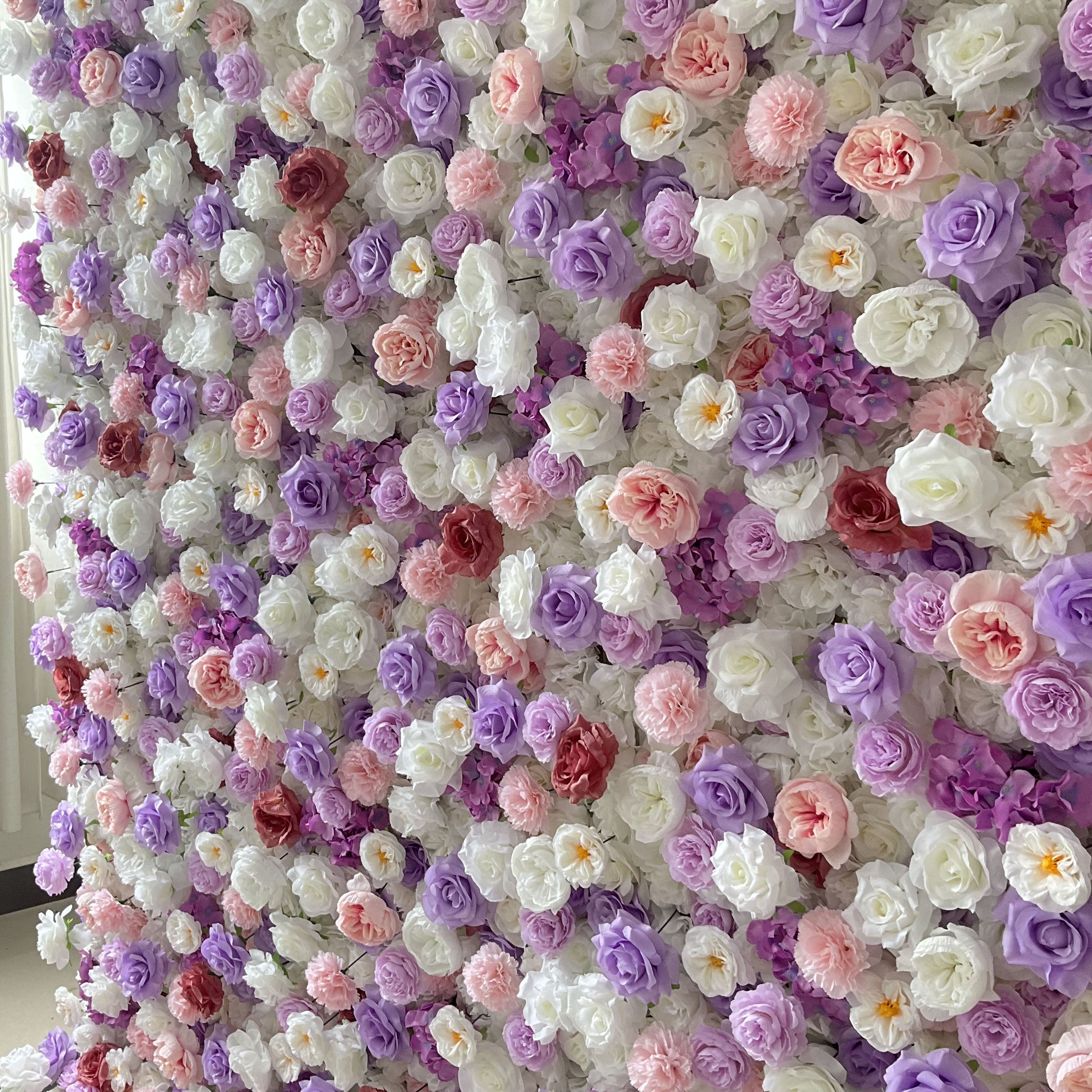 Valar Flowers Roll Up Fabric Artificial Flower Wall Wedding Backdrop, Floral for Weddings & Events - VF-3764