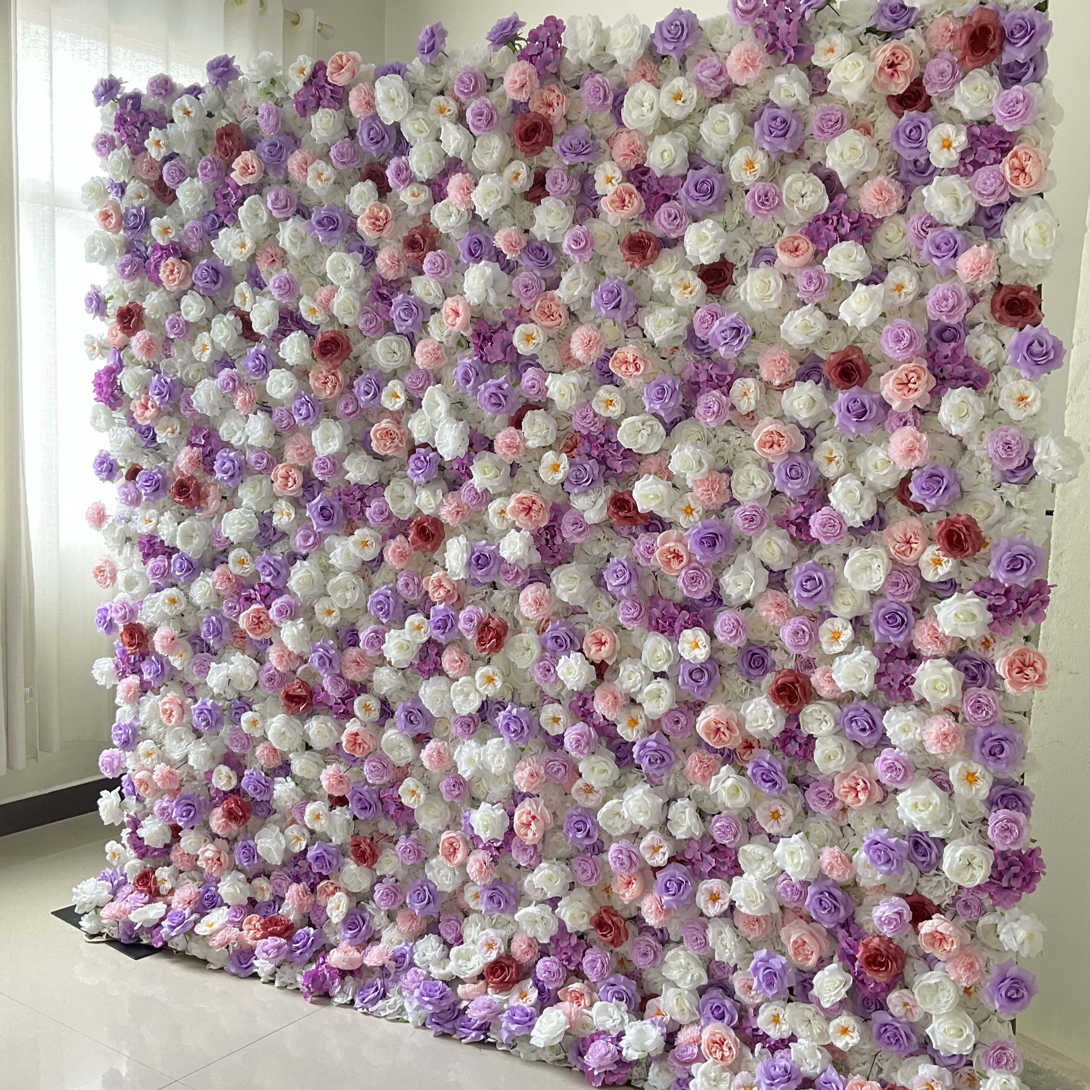 Valar Flowers Roll Up Fabric Artificial Flower Wall Wedding Backdrop, Floral for Weddings & Events - VF-3762