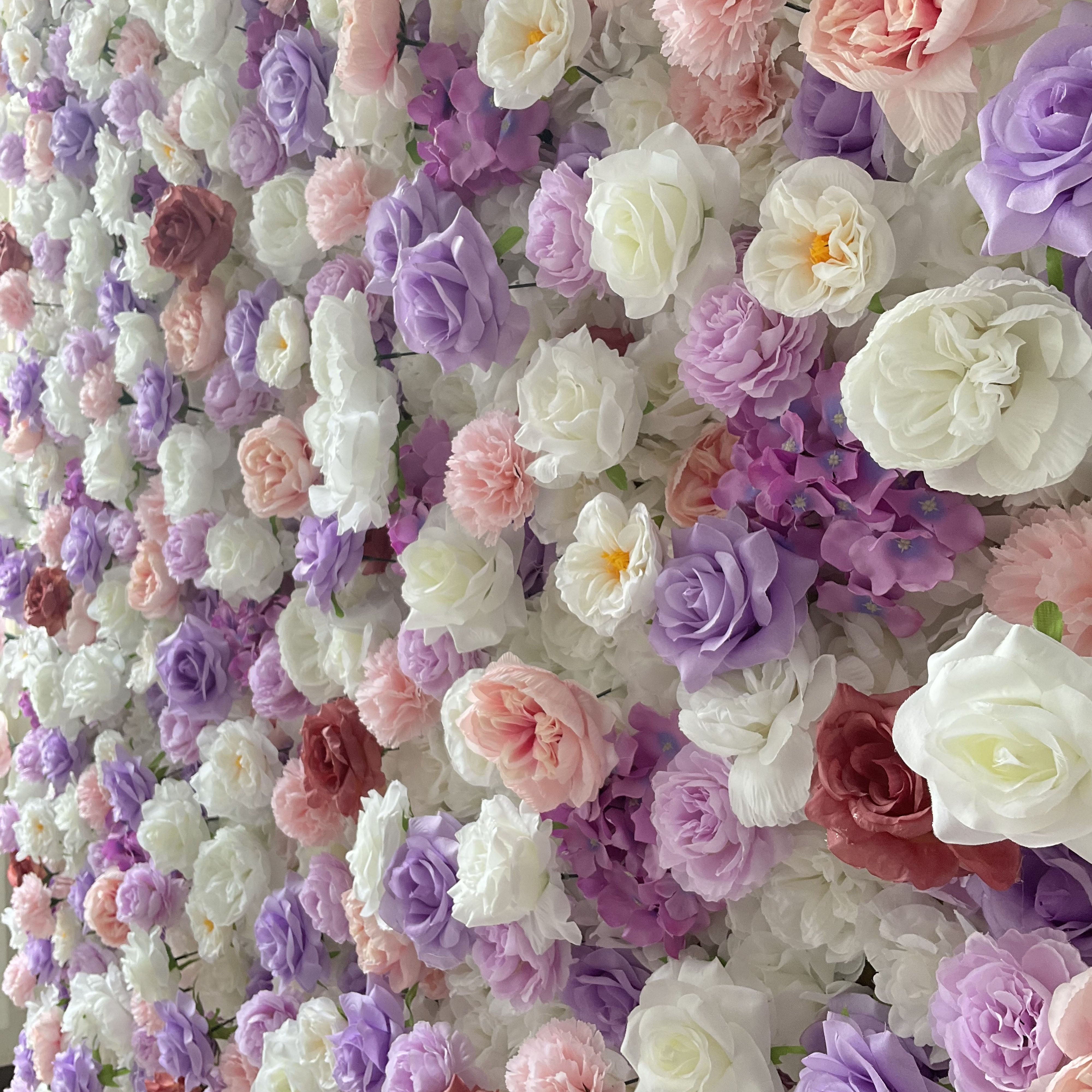 Valar Flowers Roll Up Fabric Artificial Flower Wall Wedding Backdrop, Floral for Weddings & Events - VF-3763