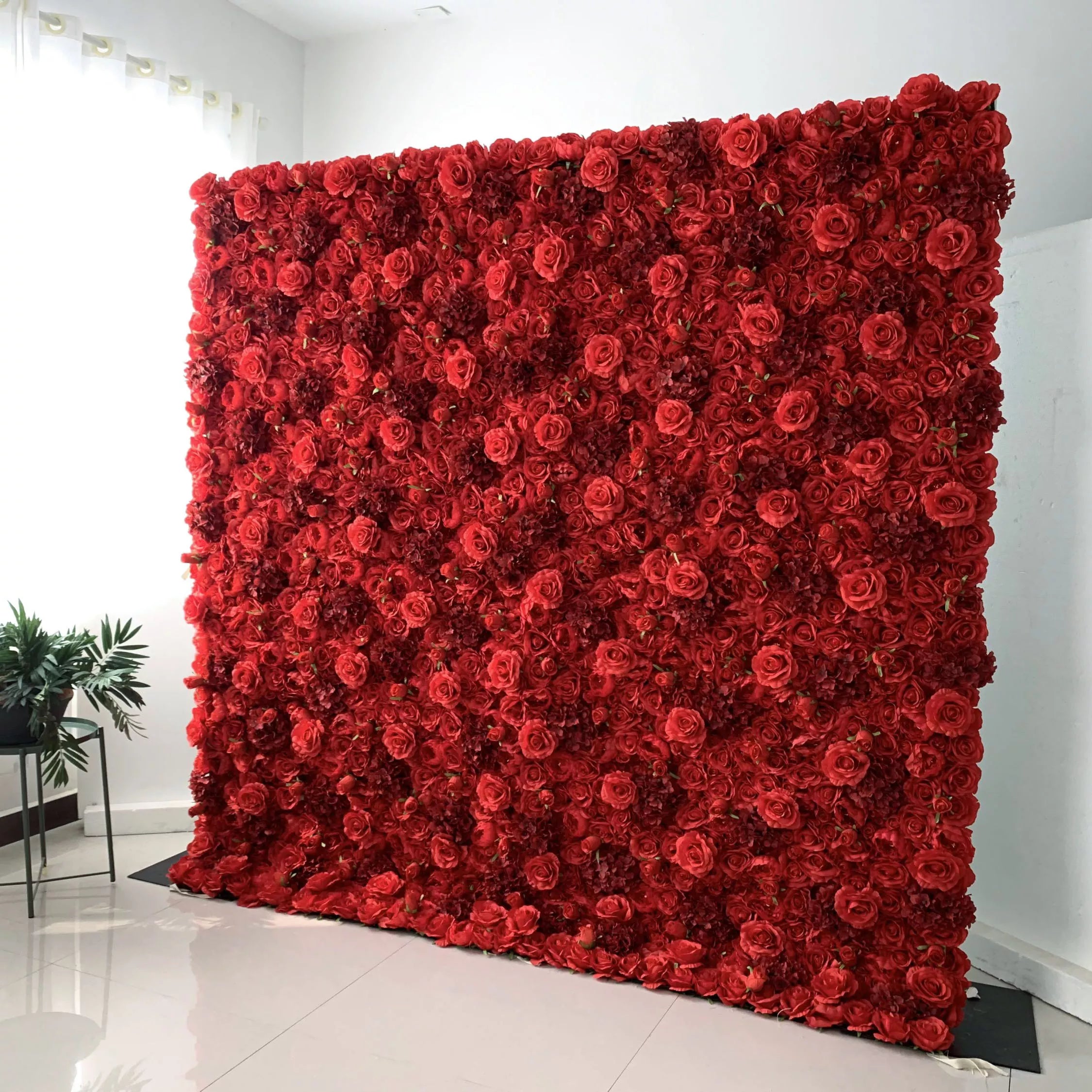Valar Flowers Roll Up Fabric Artificial Flower Wall Wedding Backdrop, Floral Party Decor, Event Photography-VF-034