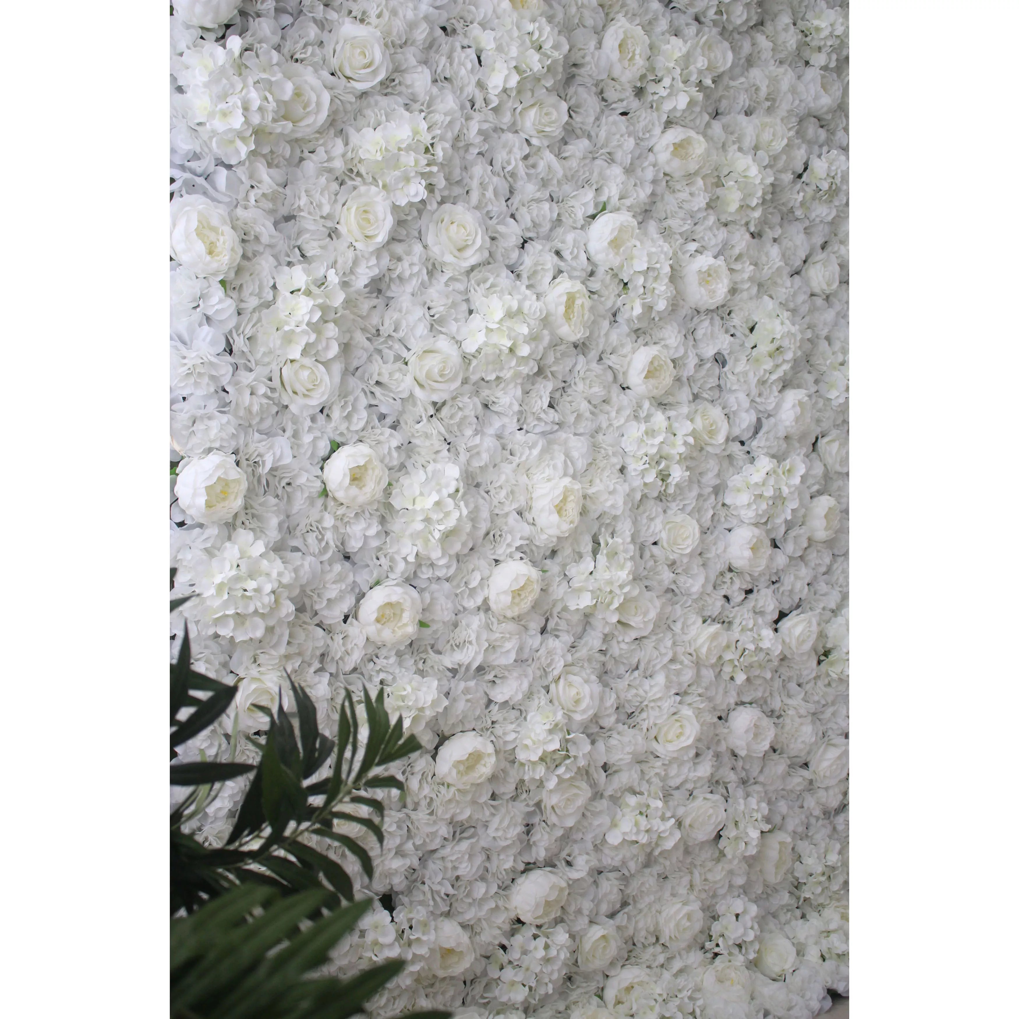 زهرة فالار زهرة اصطناعية بيضاء زهرة خلفية جدار الزفاف ، ديكور حفلة زهور ، الحدث لفة يصل النسيج