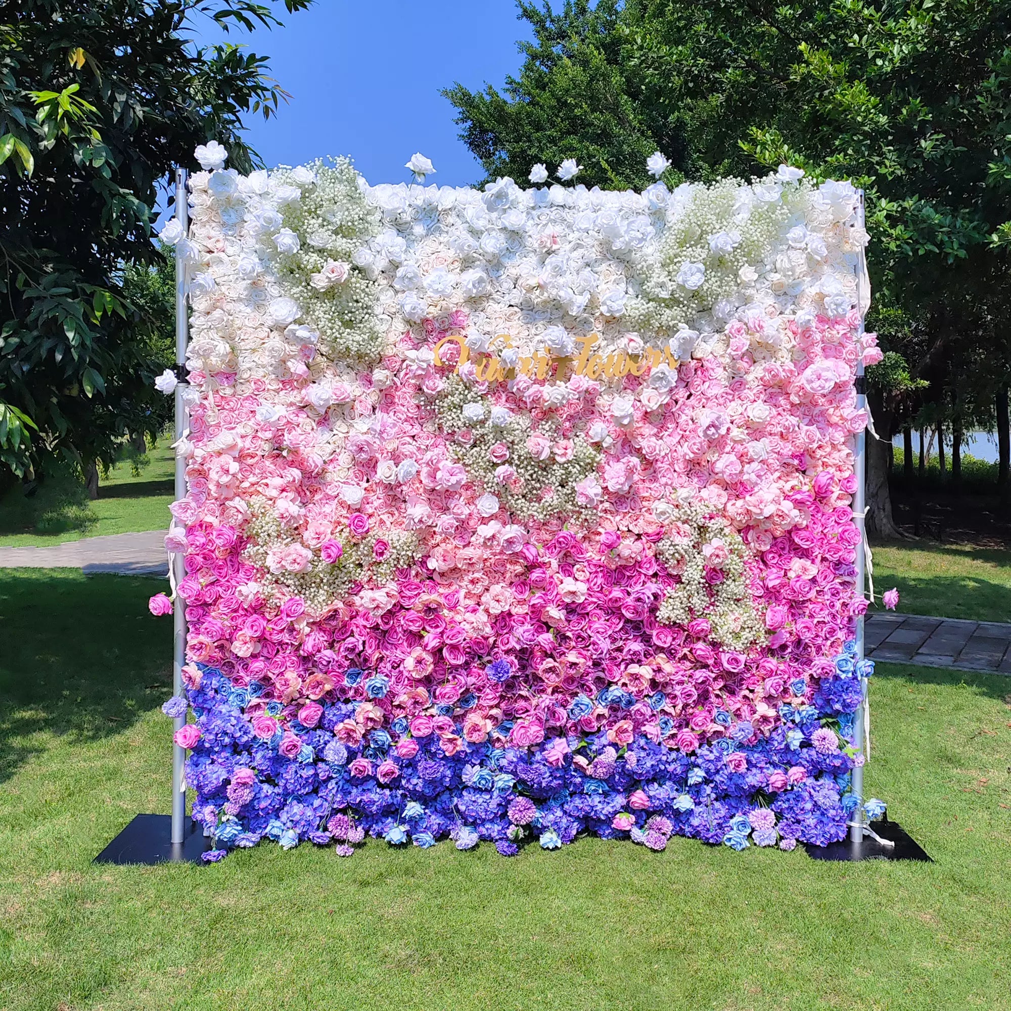 Valar Flower Roll Up Fabric Artificial Flower Wall Wedding Backdrop, Floral Party Decor, Event Photography-VF-340