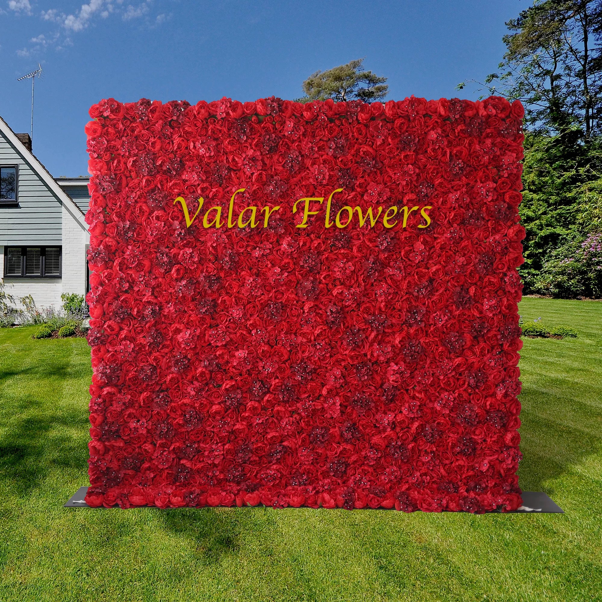 Valar Flowers Roll Up Fabric Artificial Red Flower Wall Wedding Backdrop, Floral Party Decor, Event Photography-VF-021-3