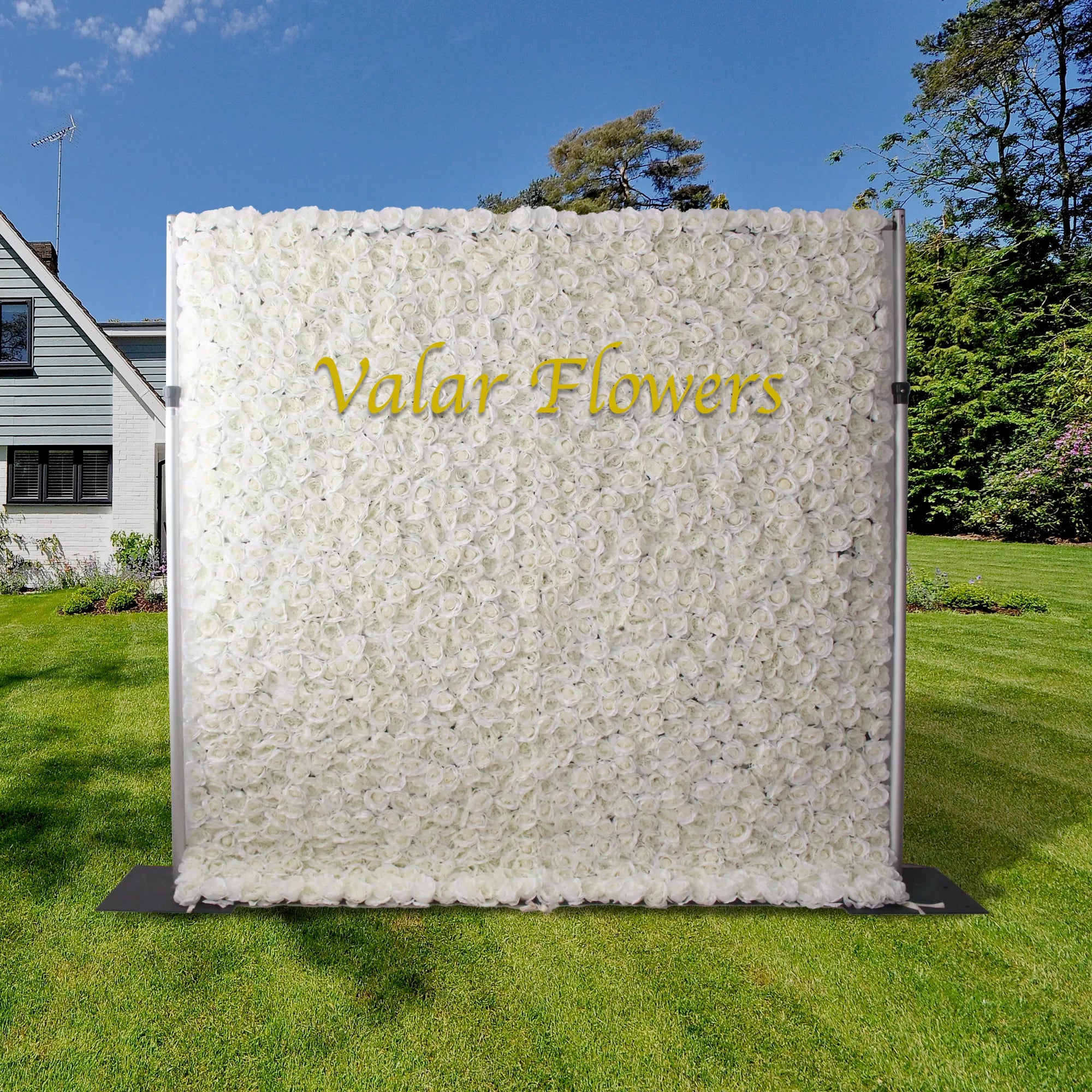 Fleurs Valar retrousser tissu Roses blanches artificielles fleur mur toile de fond de mariage, décor de fête florale, photographie d'événement-VF-026 